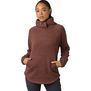 prAna Women's Tri Thermal Threads Tunic | Small Maroon / Wine Fleece Sweater